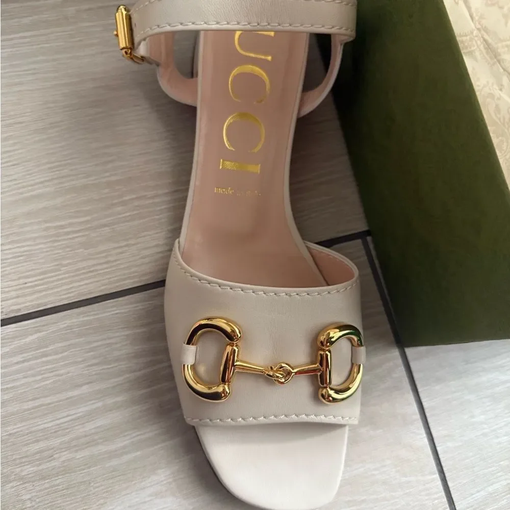 Brand new size 41 Us 11 Nappa Charlotte Horsebit Block Heel 45mm Sandals - Picture 5 of 8